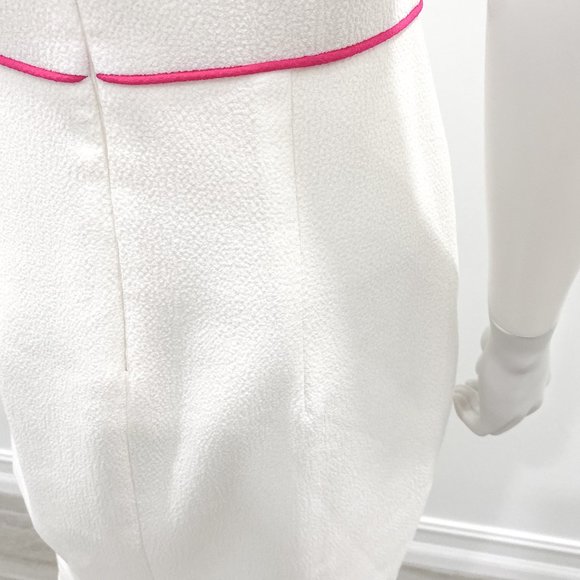 Black Halo Puma Sleeveless Sheath Dress Pebble Crepe White Sugar/Pink Size 8 - Picture 13 of 16